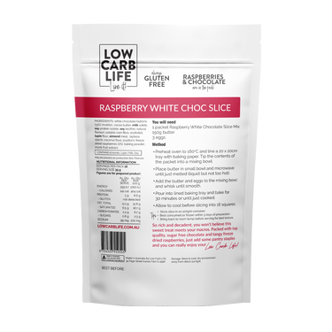 Keto Raspberry White Chocolate Slice